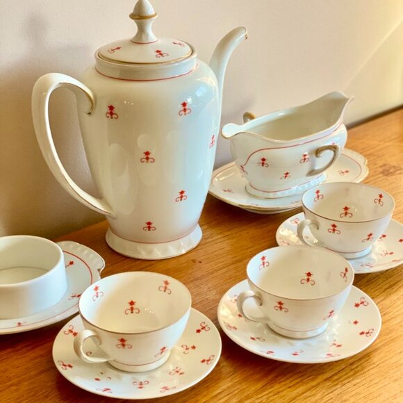 Vintage 1928 Sorau Art Deco Porcelain Coffee Set - Picture 4 of 16